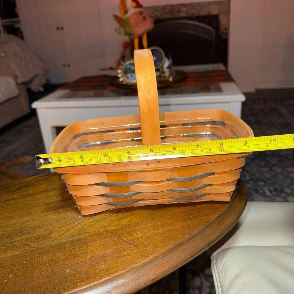 Longaberger Heartland Small Chore Basket 1995 Handle Plastic Liner 10”x6.5”x4”